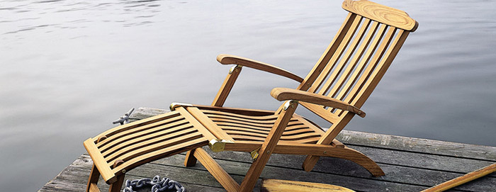 Teak chair on dock